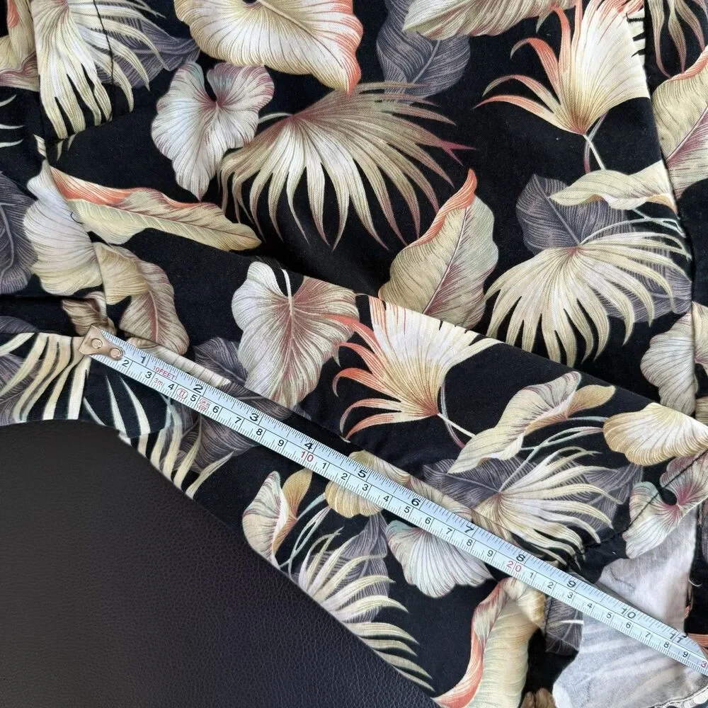 Scotch & Soda Men Sz 32 Tropical Palm Leaf Chino Shorts Black Botanical Coastal